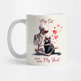 My Cat Never Broke My Heart Skeleton Valentines Day Mug
